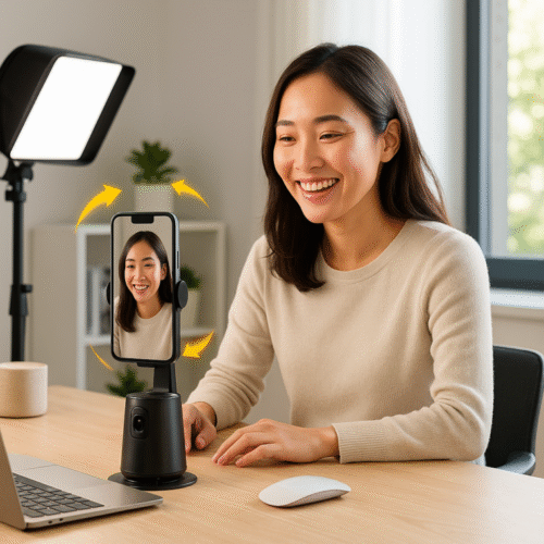 Soporte Magnético Versátil para Smartphone Rotable 360° con Seguimiento Automático de Cara - Recargable por USB, Trípode y Monopie de Policarbonato para Vlogging, Transmisión en Vivo, Accesorios de Gimbal para Selfies y Estabilizador de Grabación de Video, Palo de Selfie para Android