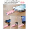 Memoria USB de 128GB Certificada por MFi para iPhone, Foto Stick, 4 en 1 Tipo C con Relámpago y OTG, Memoria USB 3.0 con Llavero, Unidad de Almacenamiento Externa Expansible de 64GB Compatibles para Teléfonos Móviles y Computadoras