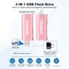 Memoria USB de 128GB Certificada por MFi para iPhone, Foto Stick, 4 en 1 Tipo C con Relámpago y OTG, Memoria USB 3.0 con Llavero, Unidad de Almacenamiento Externa Expansible de 64GB Compatibles para Teléfonos Móviles y Computadoras